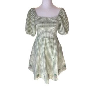 Star Wars Baby Yoda Grogu Gingham Smocked Dress M Cottagecore Geek Chic